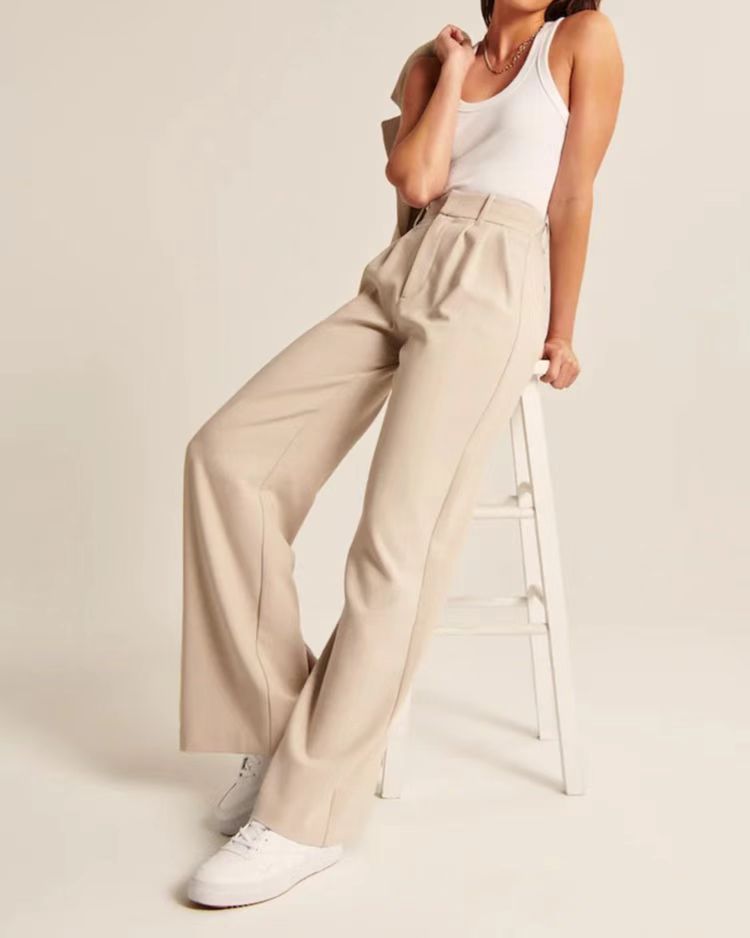 High-Waisted Wide-Leg Trousers with Pockets